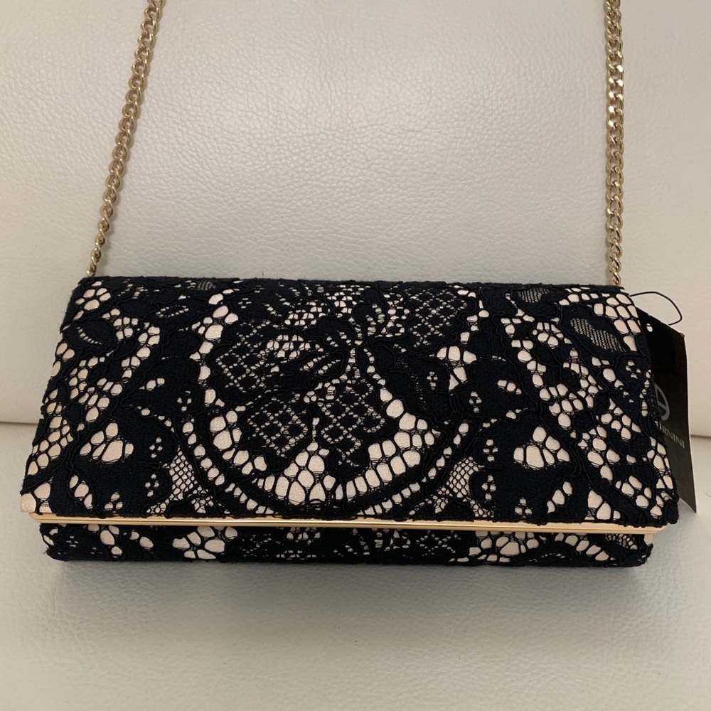 Giani Bernini Lace Clutch Bag In Black/Beige